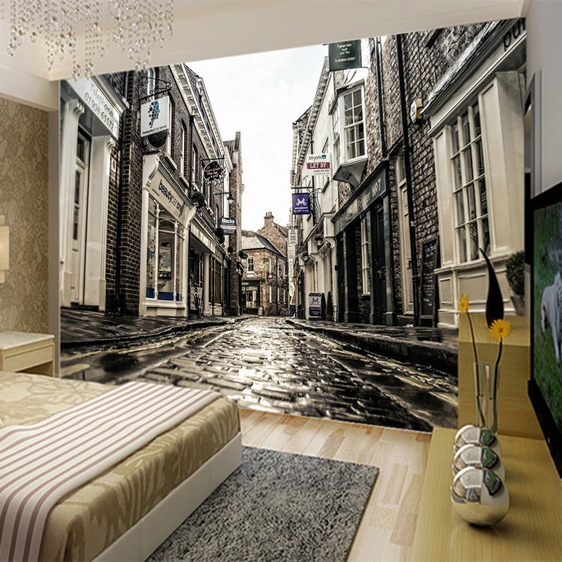 Custom 3D Wallpaper Retro European Style Building City Streets Mural Cafe Restaurant Creative Art House Decoration Wall Painting