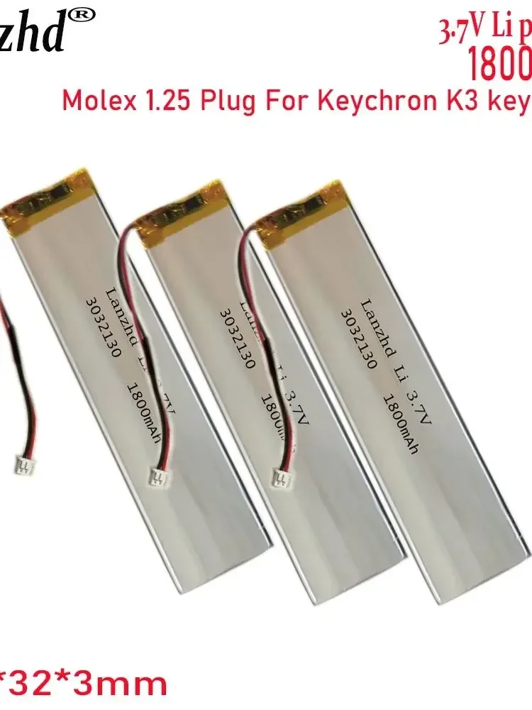 1-20 Pcs 3032130 3.7V 1800mAh Li Polymer Battery For Keychron K3 keyboard cells LED lights Bluetooth keyboard Car recorder