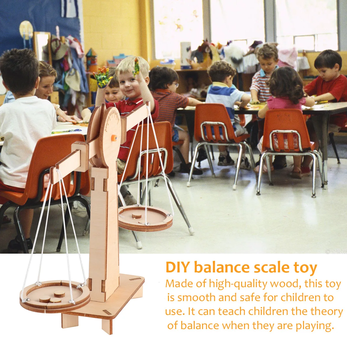 

1pc Wooden Balance Scale Educational Learning Weighing Game For Kids Hands-On Stem Activity Parent-Child Interactive Puzzle