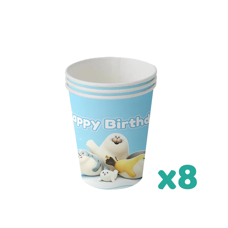 Angry Blob Seal Birthday Party Decorations Animal Theme Supplys Backdrop Banners Cups Plates Sealooked for Baby view 3