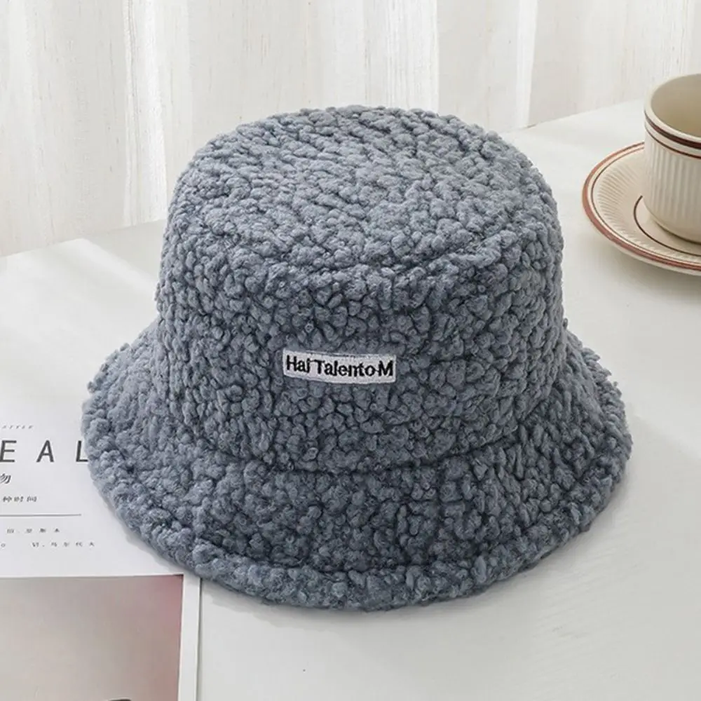 Casual Thick Warm Bucket Hat Lamb Cotton Adjustable Fisherman Cap Warm Beanies Autumn Winter Sun Caps Outdoor