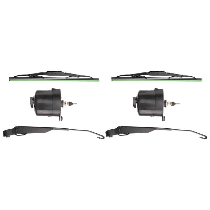 

2X 12V Universal Windscreen Wiper Motor With Arm And Blade For Willys Jeep Tractor 01287358 7731000001