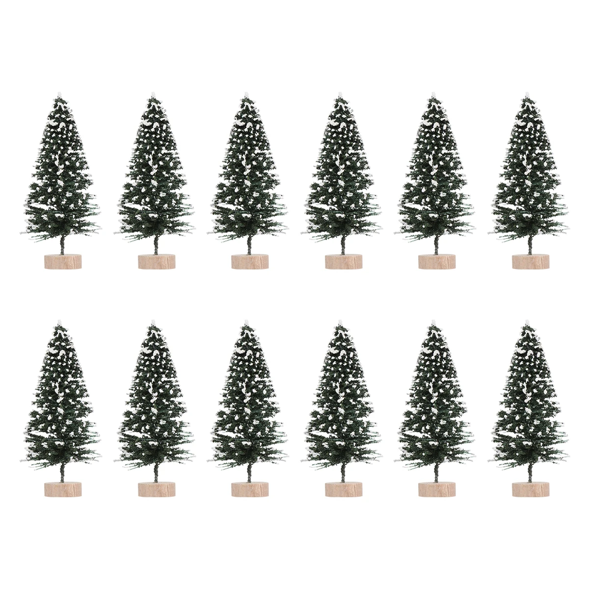 

12Pcs Mini Christmas Trees Decorations Wooden Base for Table Craft Display Festive Atmosphere Artificial Mini Christmas Trees