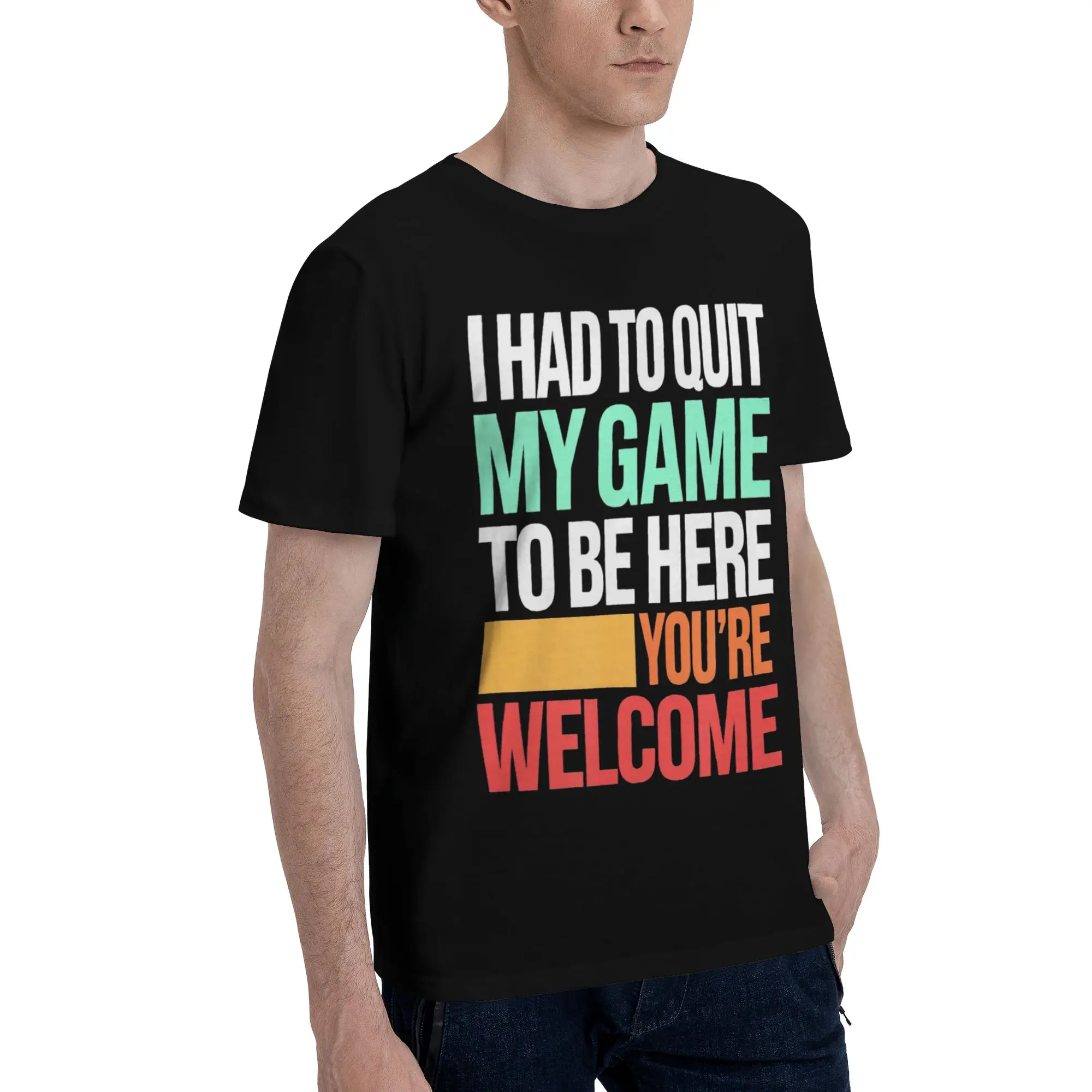 I Paused My Game To Be Here Print T Shirts for Men Women  100% Cotton  Tee Shirt Clothing