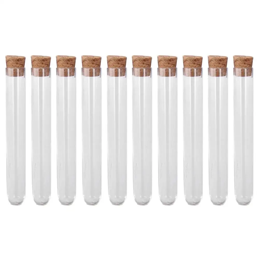 Sample Display Decorations with Cork Stoppers Plastic Test Tubes Round Base Container Storage for Scientific Experiments