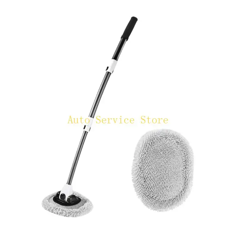 462A Telescopic Vehicle Cleaning Mop with Soft Head, Angled Reach and Metal Handle for Daily Exterior Roof Washing Use