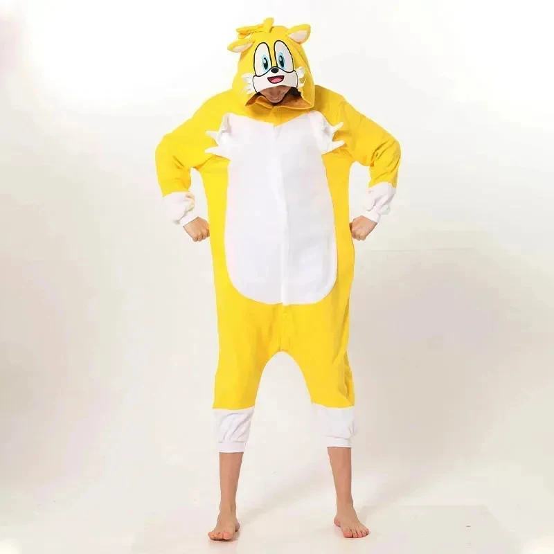 Nuevo Pijama de Felpa de Anime Sonic 2026, Mono de Franela para Invierno, Ropa de Dormir para Adultos y Niños, Bata de Baño Cálida para Cosplay, Pijama CanCos