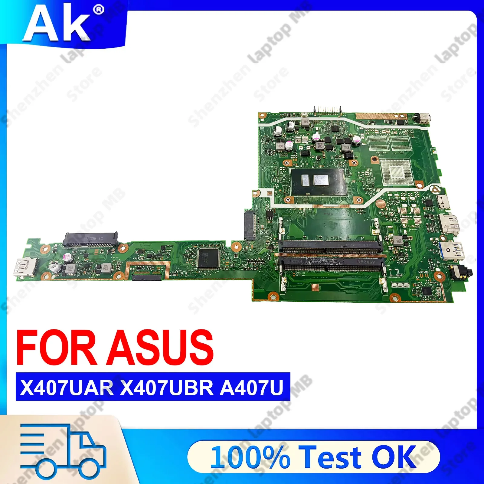 X407UAR Laptop Motherboard For ASUS X407UF Y4000U A407U X407UV X407UA X407UBR F407U X407UAR X407U X407UB Mainboard I3 I5 I7 CPU