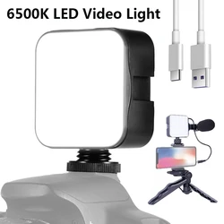 Portable LED Video Light Rechargeable LED Photographic Fill Light 5W 6500K with 3 Cold Shoe for DJI OSMO DSLR Canon GoPro Camera