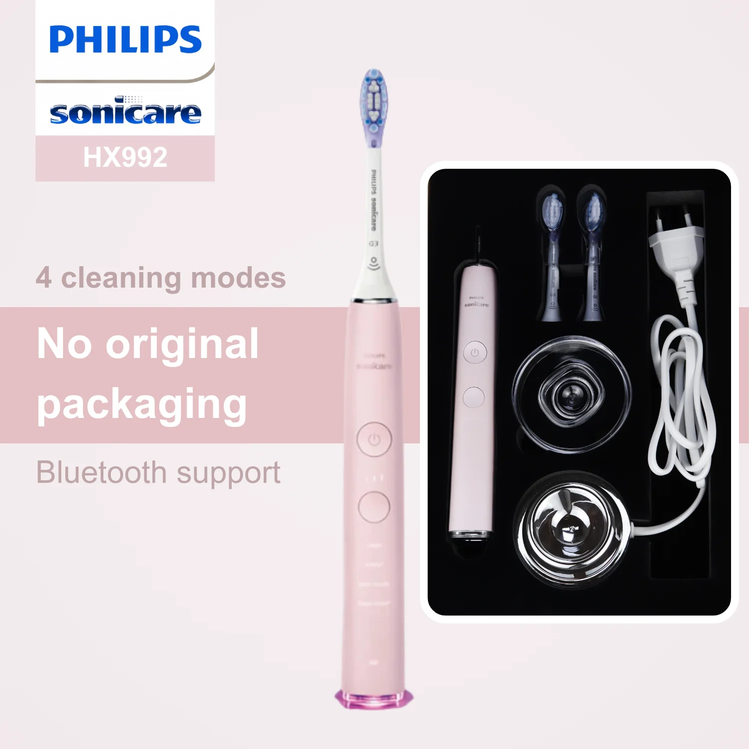 

Philips Sonicare Electric Toothbrush HX992, No Original Packaging, Bluetooth Connectivity, 4 Modes