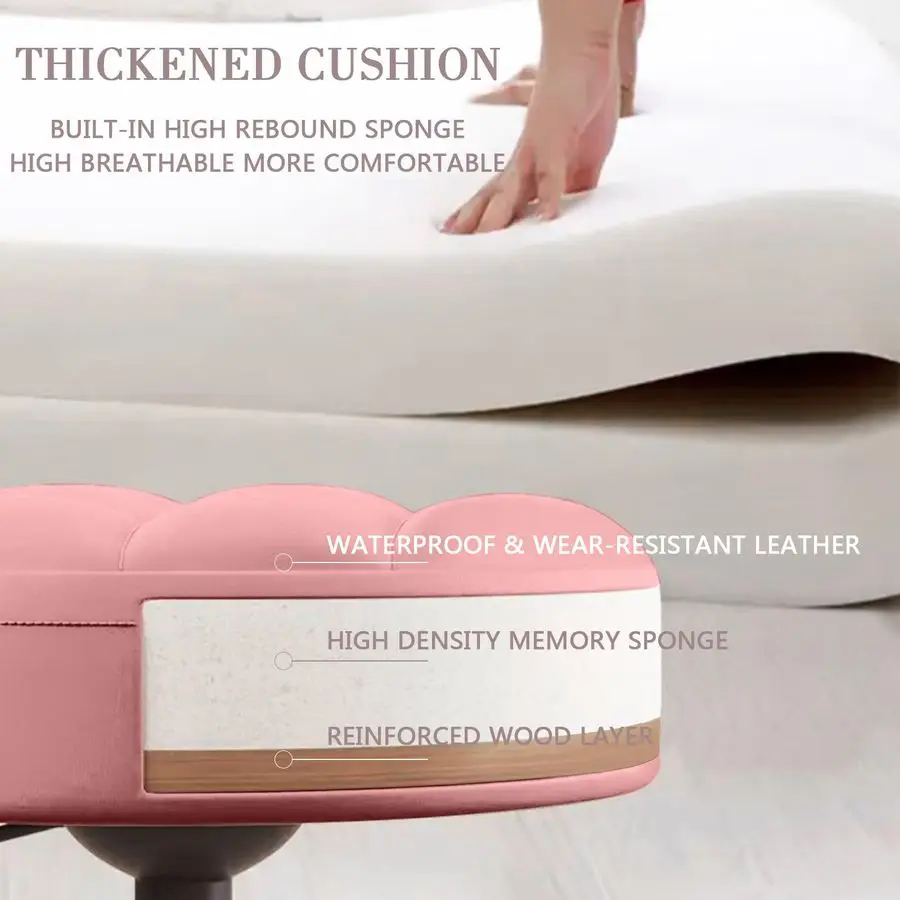 เก้าอี้ล้อเลื่อนปรับระดับความสูงได้ เก้าอี้หมุนสำหรับงานเขียนแบบ งานสัก นวด สปา ร้านเสริมสวย เก้าอี้หนัง PU ขนาดเล็กสำหรับสำนักงาน