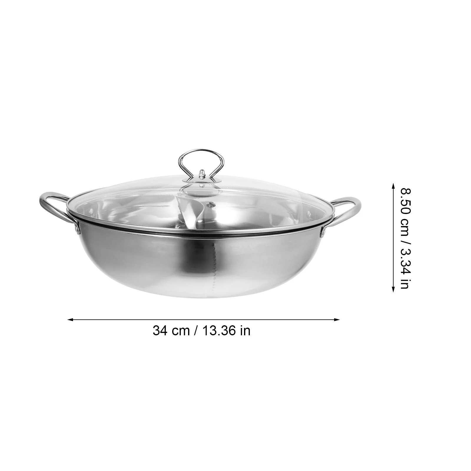 

Stainless Steel Hot 8L Dual Compartment Kitchen Cooking Pot For Family Gathering Two-Flavor Divider Pan Stovetop Soup Pot