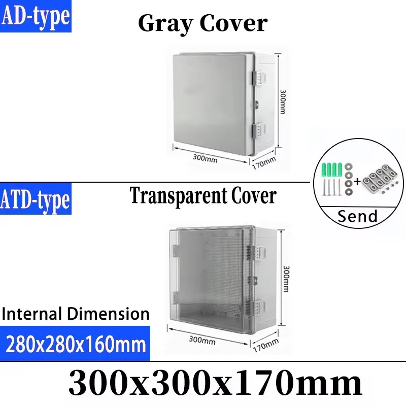 

300x300x170 мм IP66 Водонепроницаемая пластиковая распределительная коробка ABS Открытый электронный инструмент Проект распределительной коробки Корпус провода