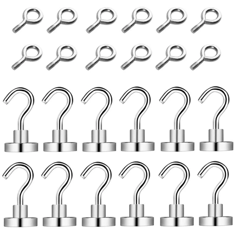 

24 Pcs Hooks Magnets With Hooks Super Strong Neodymium Hook Dropship