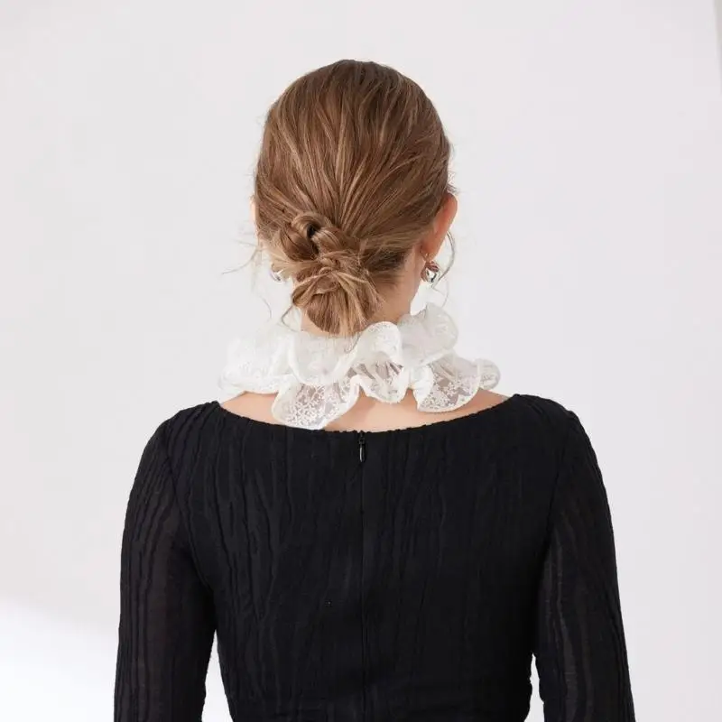 652F مجموعة أنيقة من الدانتيل بأكمام للذراع وياقة قابلة للفصل إكسسوارات أزياء نسائية