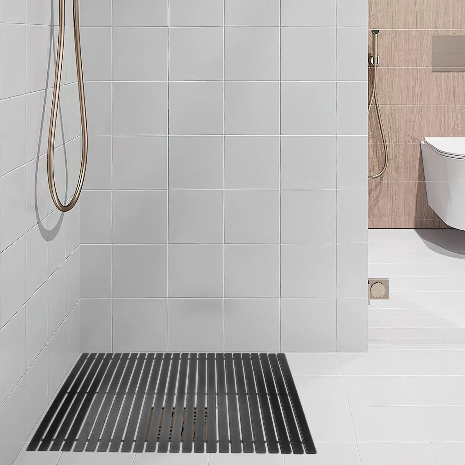 

Stylish Bamboo Floor for Bath Shower Non Skid Entryway Doormat Water Resistant Indoor Outdoor Runner Rug