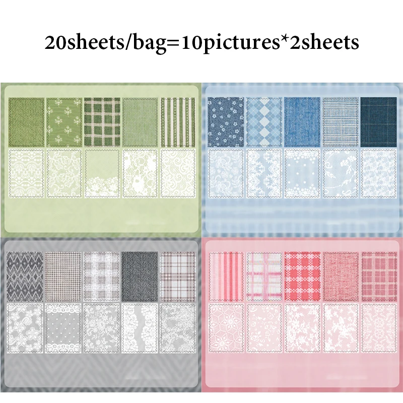 Mr.Paper 20Pcs/Pack Weave Dream Echo Series Card Stock Material Paper Vintage Plaid & Lace for Journal Scrapbook DIY Background view 6