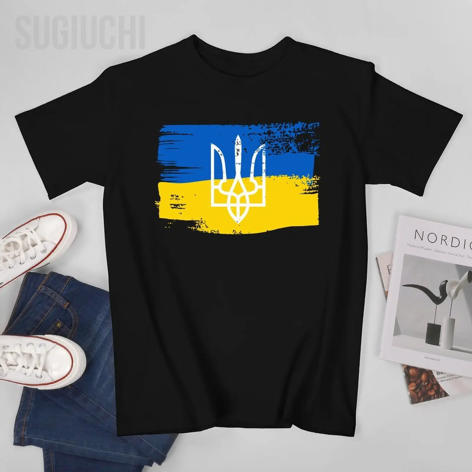 Unisex Men Vintage Flag Ukraine Ukrainian Emblem Tshirt Tees T Shirts Women Boys 100% Cotton T-Shirt