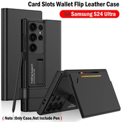 Kickstand Funda for Samsung Galaxy S26 Ultra Case Flip Leather Wallet Cover for Samusung S25 Ultra 5G Case with Magnetic Buckle