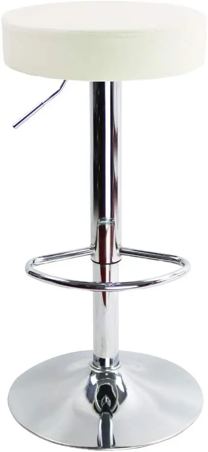 Taburete de Bar Regulable en Altura Giratorio Taburete de Trabajo Taburete de Oficina Cuero PU Blanco