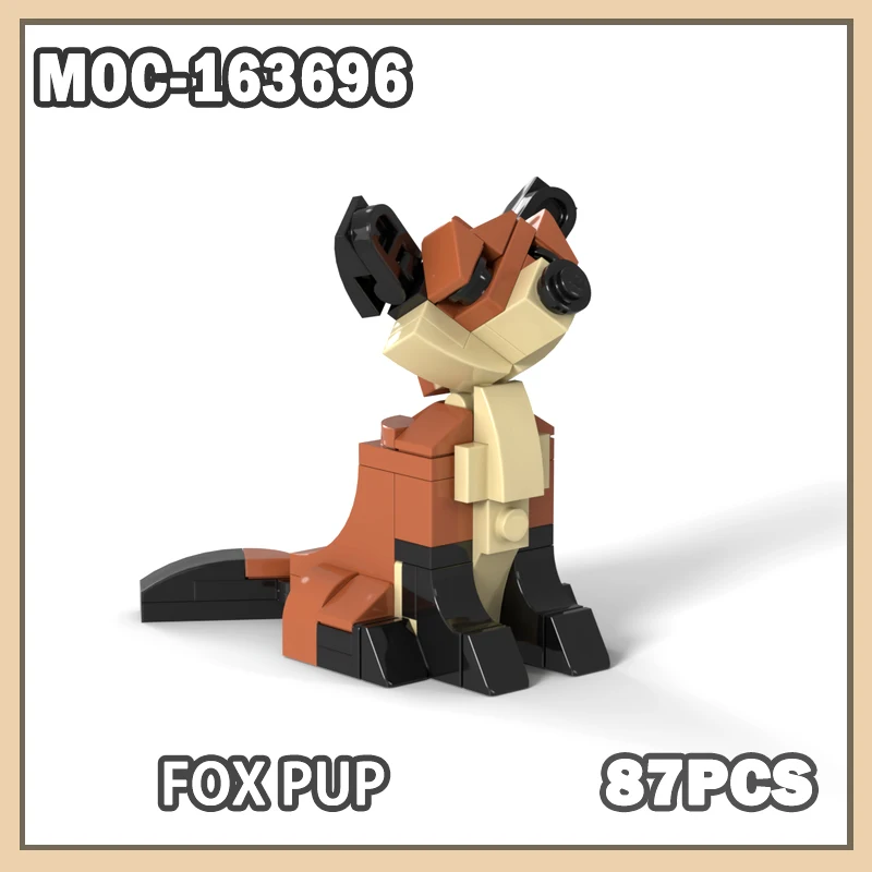 

MOC- 163696 Серия животных Fox Pup, строительный блок, модель кирпича, миниатюрный DIY, креативные милые подарки на день рождения, детская сборка, 87 шт.