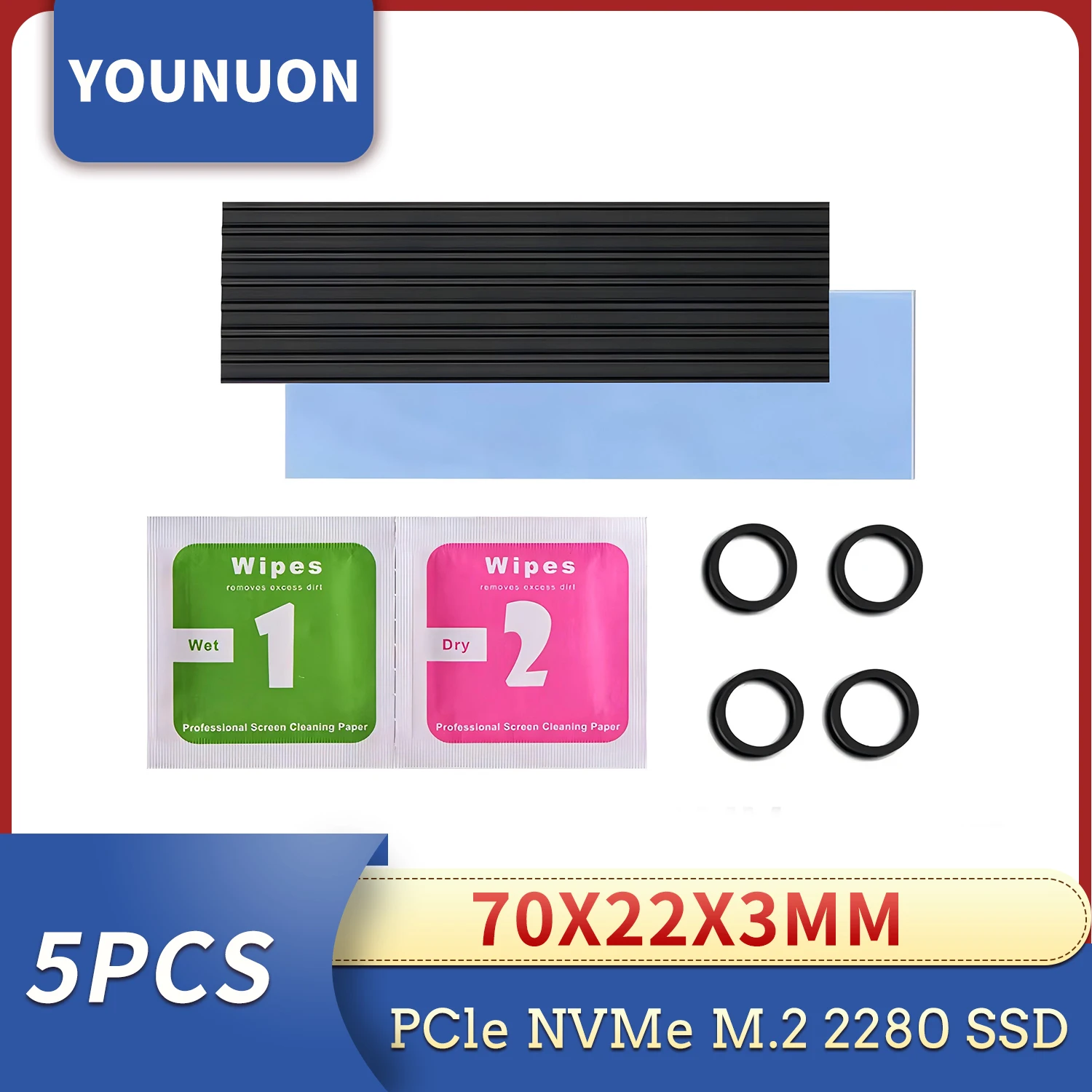 YOUNUON Disipadores de aluminio para NVMe M.2 2280 SSD portátil