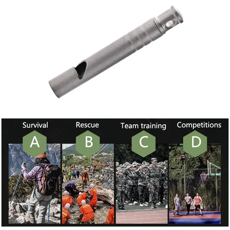 Portable Camping Whistle with Cord Survival Tool Emergency Whistle Ultralight EDC Tool Titanium Whistle Outdoor Accessories