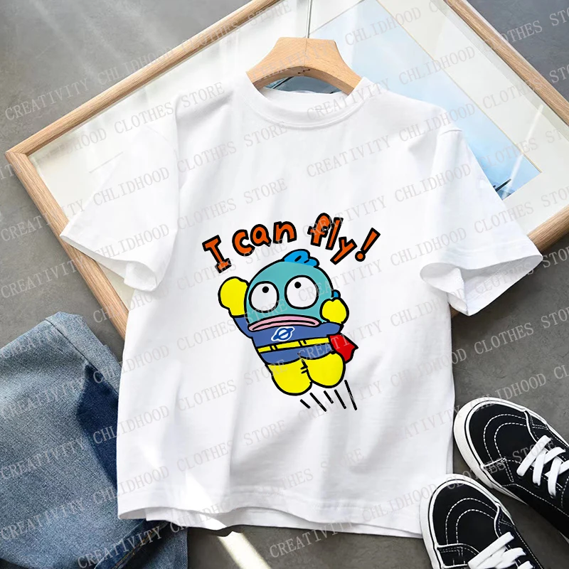 Children T-Shirts Hangyodon Tee Shirt Kid Cartoons Kawaii Green Fish Casual Clothes Anime Boy Girl Tops Short Sleeve