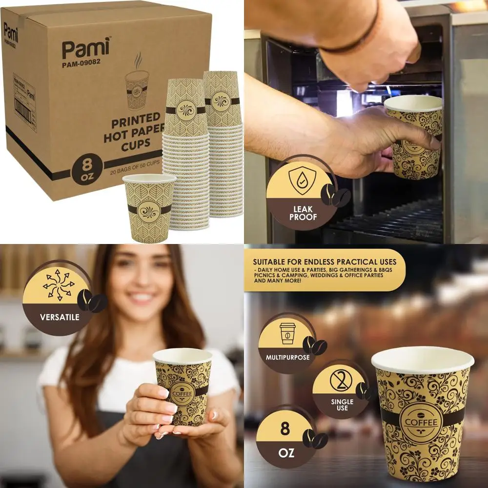 

1000 одноразовых бумажных стаканчиков по 8 унций для эспрессо, горячего шоколада и чая — портативные стаканы для горячих напитков