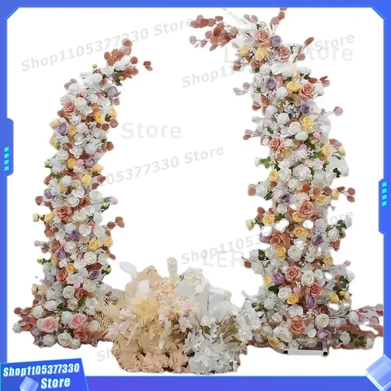 Luxury Artificial Flower Arch for Wedding Ceremony Backdrop Colorful Floral Stand Decoration High Quality Party Event Props