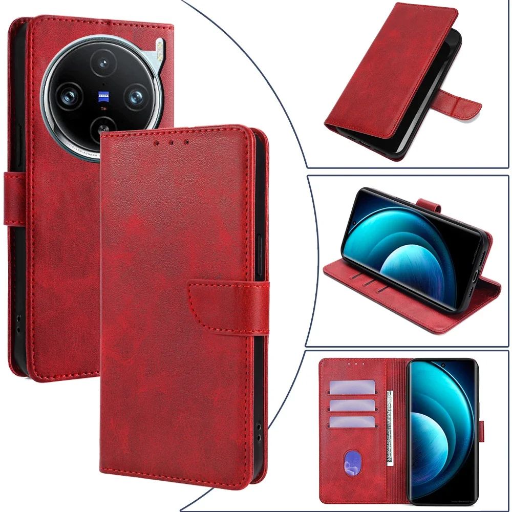 

GEFENIS Bussiness кожаный чехол для телефона для VIVO X100 X90 X80 X70 X60 Pro Plus X90S Lite откидная крышка слоты для карт магнитная пряжка кошелек