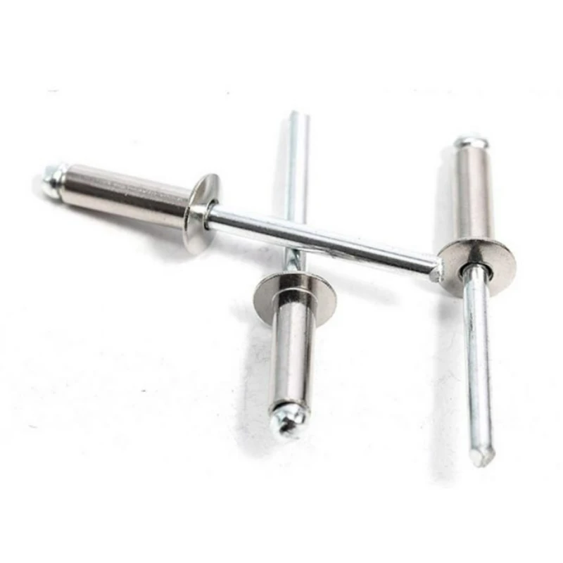 20/50Pcs M3.2 M4 M4.8 304 Semi-steel Open End Blind Rivets with Break Pull Mandrel and Protruding Head Length=6mm-18mm