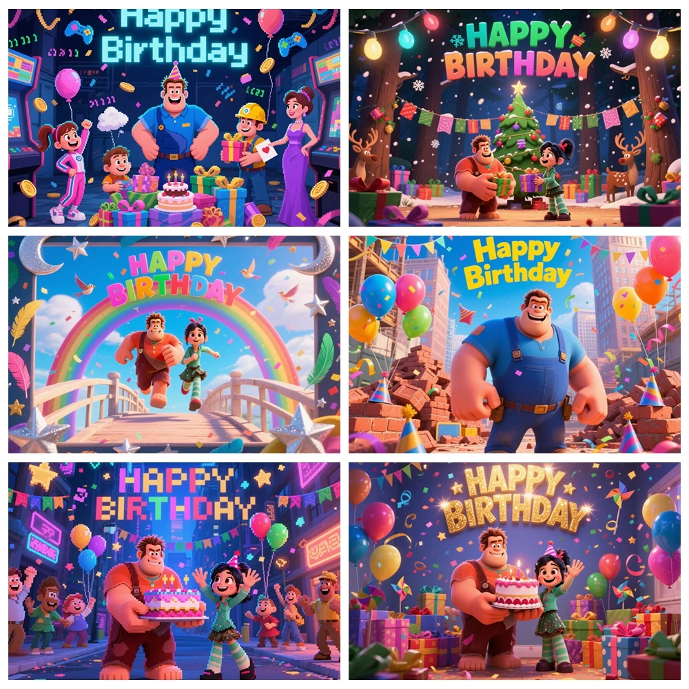 

Disney Wreck-It Ralph Backdrop child Birthday Party Custom Simba Background Baby Shower Kid Room Decor Photography Studio Banner