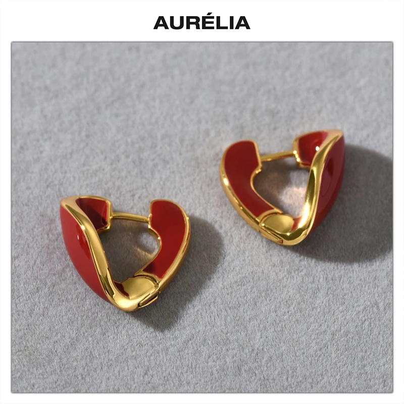 

Europe American Fashion Metal Irregular Heart Glazed Red Earrings Women Designer Style Jewelry Accessories