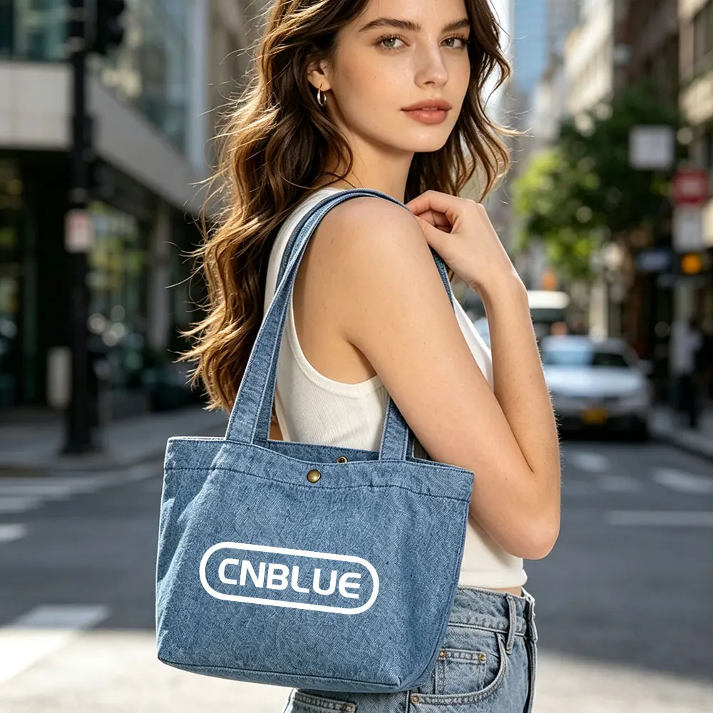 Kpop CNBLUE Tote Bag Women Small Denim Shoulder Bag for Beach Travel Shopping