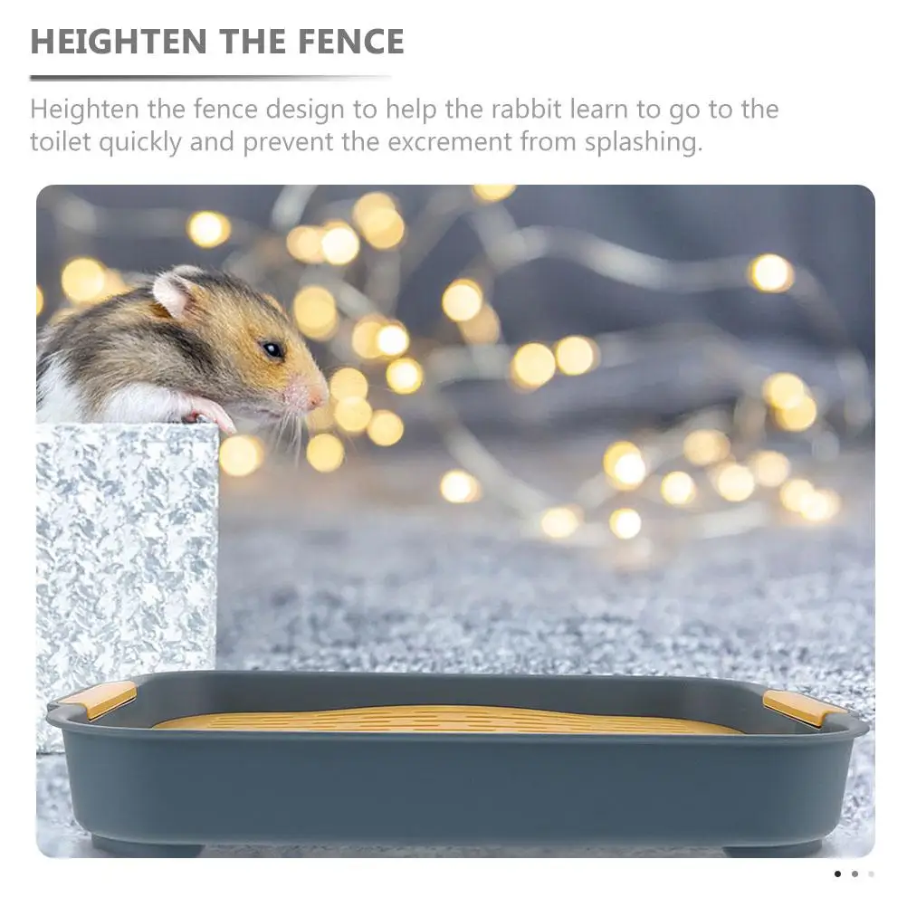 2 Pcs Rabbit Litter Box Pet Toilet Tray Square Plastic Rectangular Bunny Potty Blue Green Non Slip Easy Clean Anti Flip Hamster