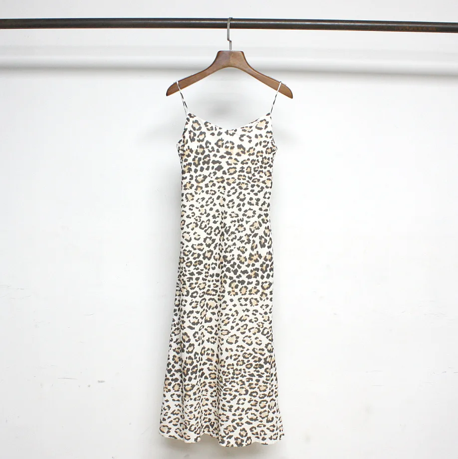 

Withered Leopard Print Camisole Long Dress With Printed Slimming And High Waist Temperament Camisole Skirt Clothing Faldas Skirt