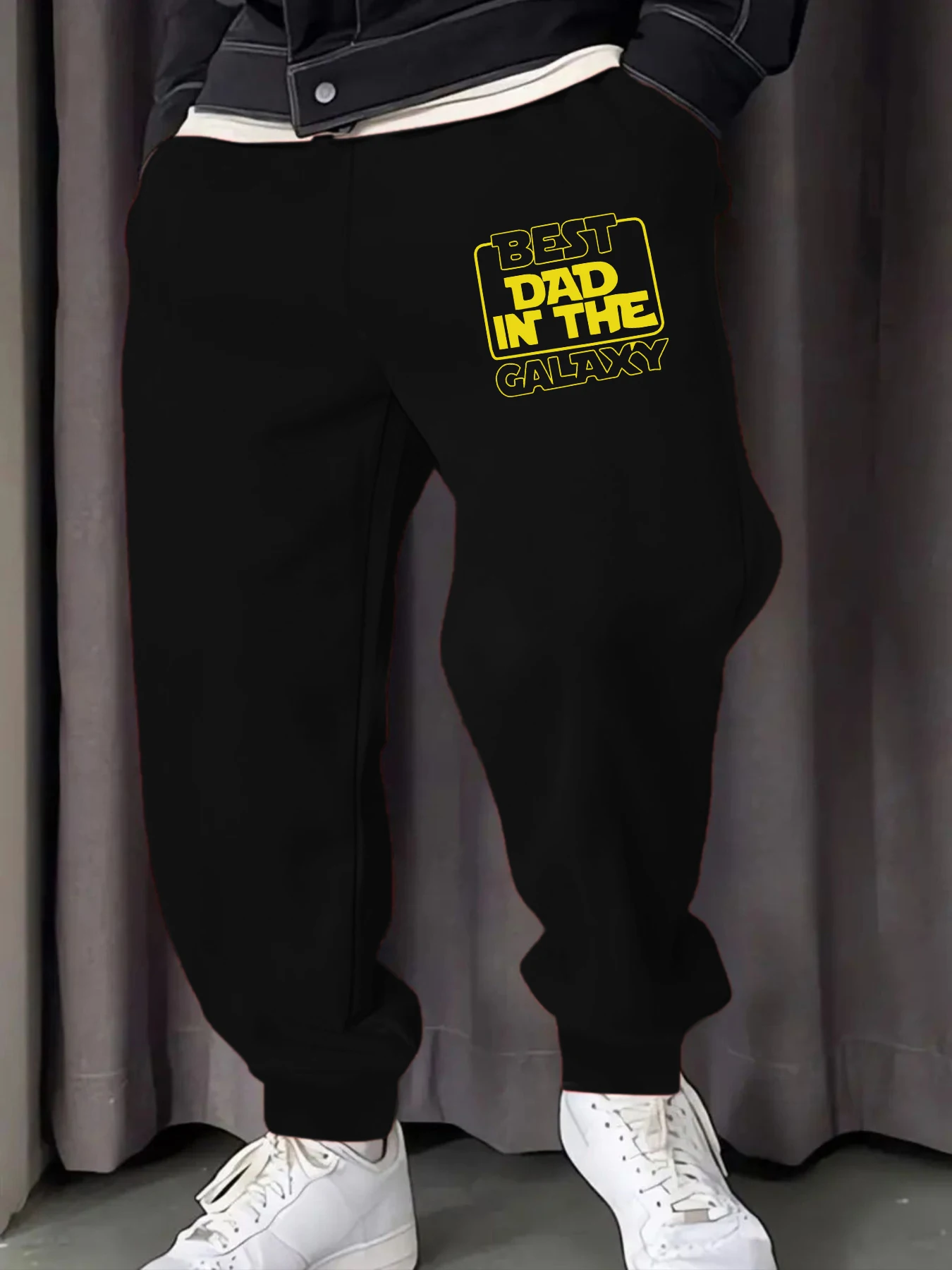 

Мужские спортивные штаны с принтом Best Dad In The Galaxy, флисовые штаны Y2K, повседневные брюки для бега, модные удобные универсальные длинные брюки