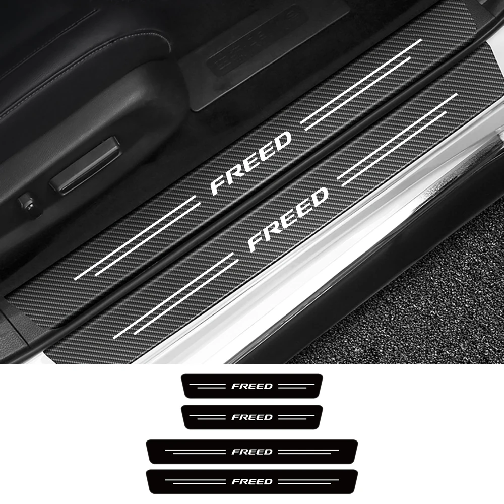 For Honda Freed Car Door Wear Resistant Sticker Front Rear Auto Threshold Protectors Carbon Fiber Safeguard Anti-Scratch Decals