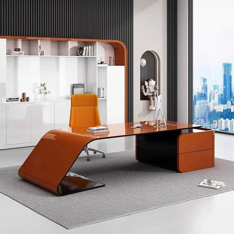 

Угловой офисный стол-органайзер с ящиками, современный деревянный стол для чтения, письменный стол для руководителя, мебель для приемной