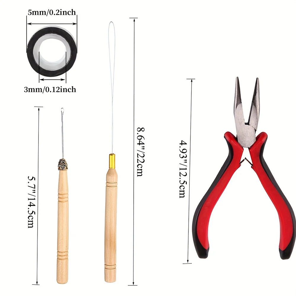 مجموعات أدوات Microlink 1 كماشة ، 1 خطاف بما في ذلك ، خيوط الشعر ، أداة المداس ، حبات ناعمة من السيليكون ، Crochet
