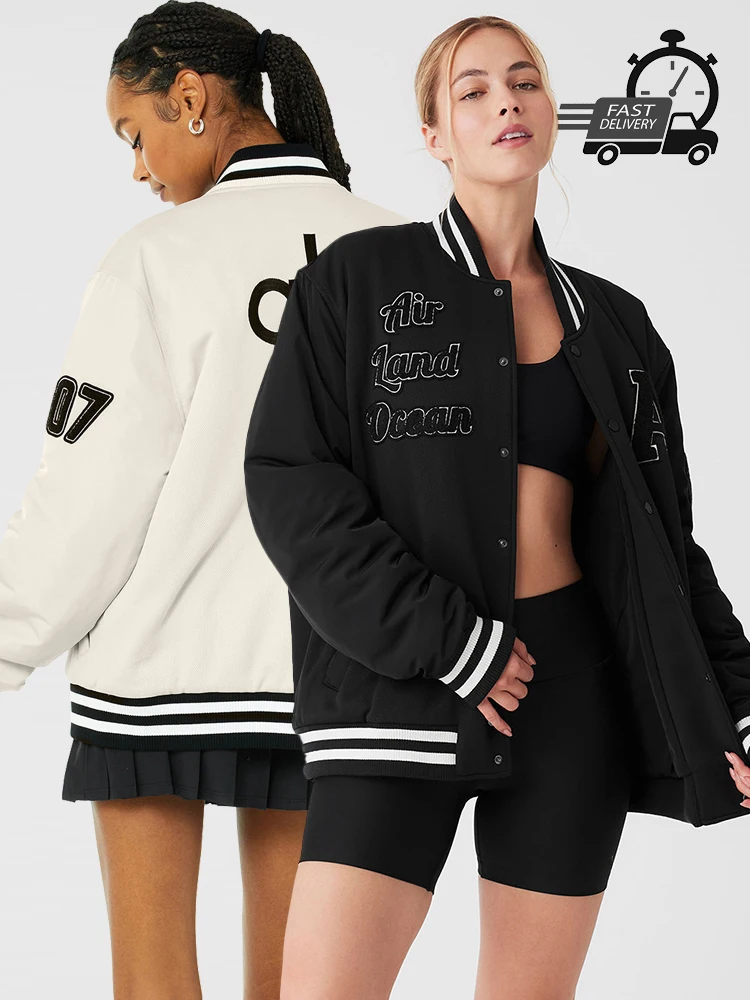 G. O.A.T Jacket Autumn/Winter Letter Embroidered Women's Y2K Jacket Loose, Comfortable, Warm Patch Baseball Jacket Street Wear