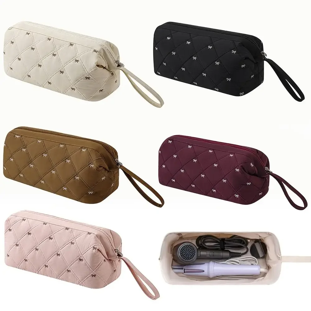 

Чехол для хранения аксессуаров для укладки волос с бантом, водонепроницаемая сумка-органайзер для макияжа большой емкости, косметичка