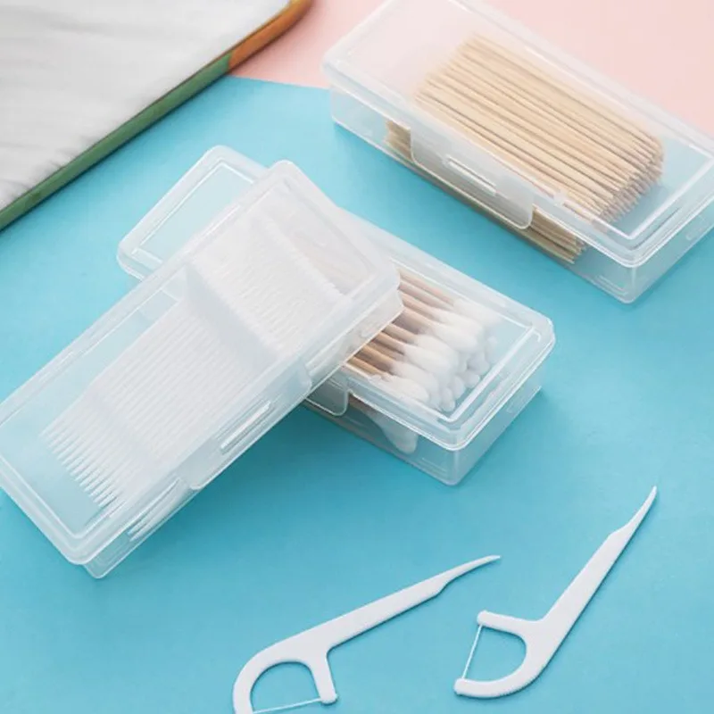 4pcs Portable Plastic Cotton Swabs Storag Box Holder Jewelry Case Nail Tool Container Travel Medicine Box Makeup Tools