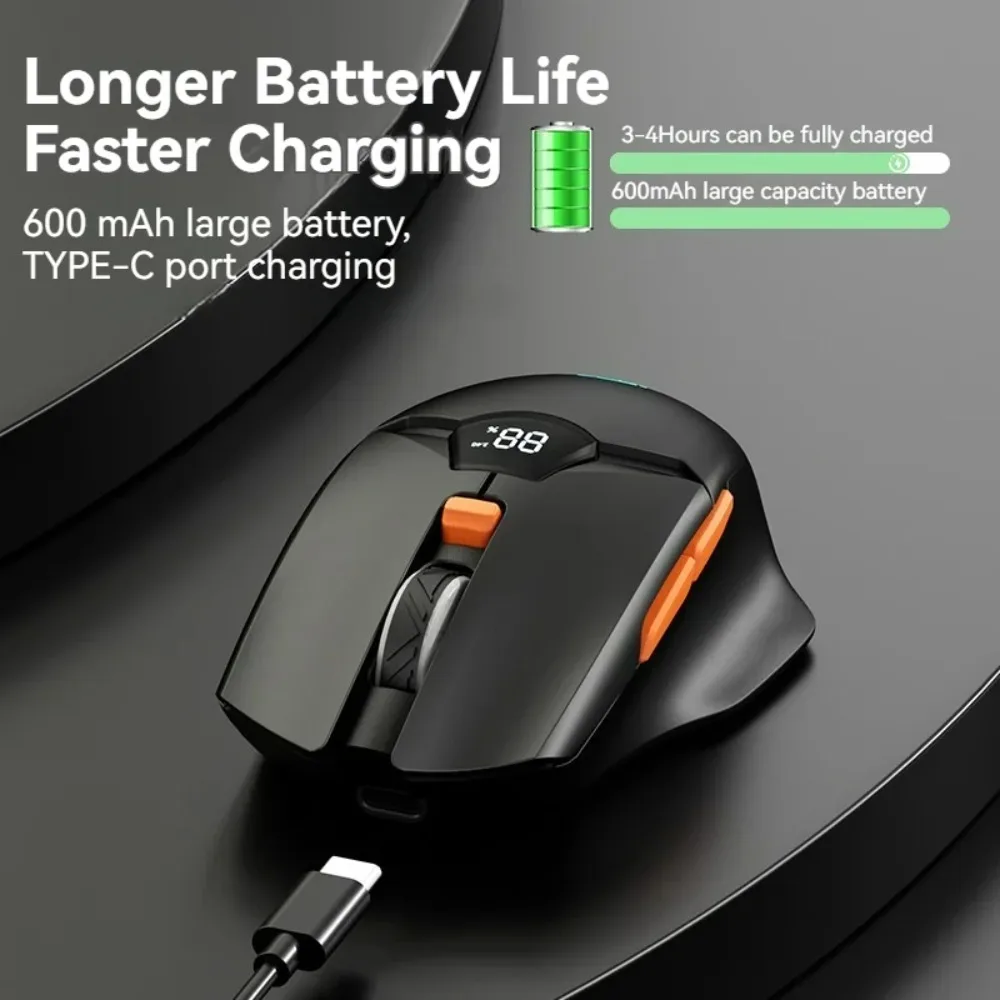 Mouse wireless Bluetooth dual-mode 2.4G con display a LED Mouse silenzioso ricaricabile per giochi da ufficio e computer desktop