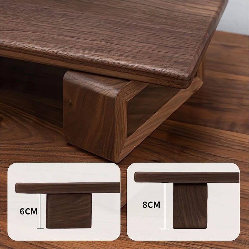Recommend Black Walnut Color Computer Monitor Elevated Shelf Office Desktop Rack Rubber Wood Base Protects Cervical Vertebra