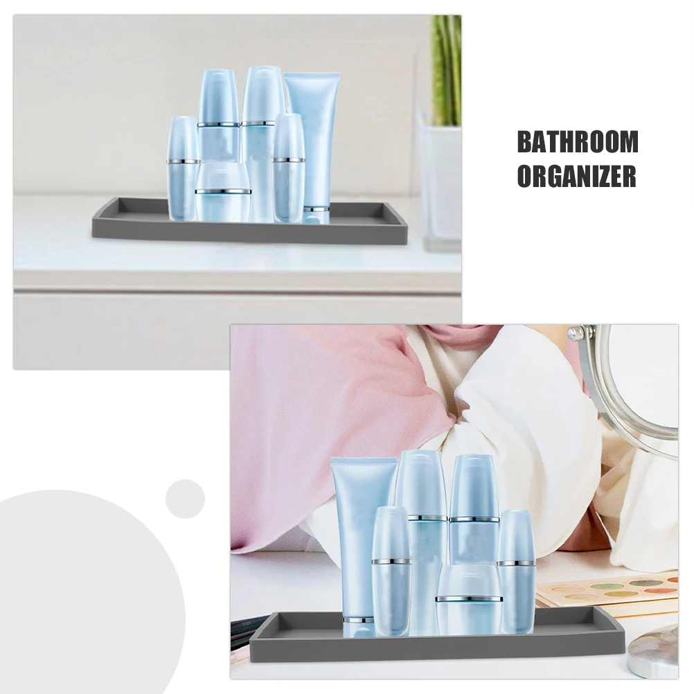 

3 Pcs Bathroom Storage Tray Reusable Silica Gel Organizer For Toothbrush Soap Jewelry Hotel Toiletries Holder Versatile