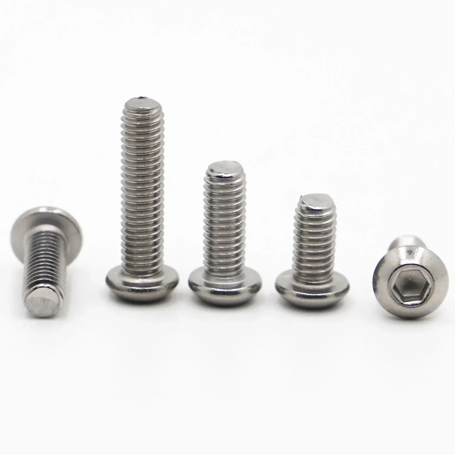 M2 M2.5 M3 M4 M5 M6 M8 M10 304 A2 Stainless Steel Hexagon Hex Socket Button Head Round Allen Bolt Mechine Screws ISO7380