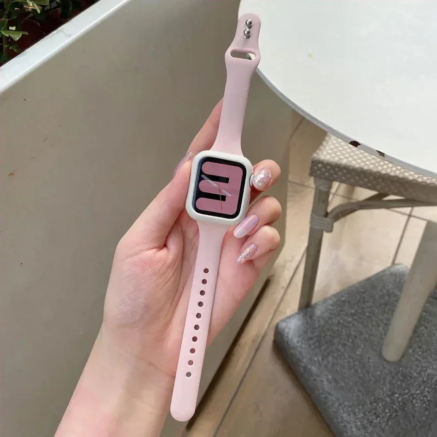 حزام سيليكون نحيف لساعة أبل 45 مللي متر 44 مللي متر 41-40 مللي متر 42-46 مللي متر سوار رياضي iWatch سلسلة 10 8 7 6 5 se 4 3 9 Ultra 2 49 مللي متر