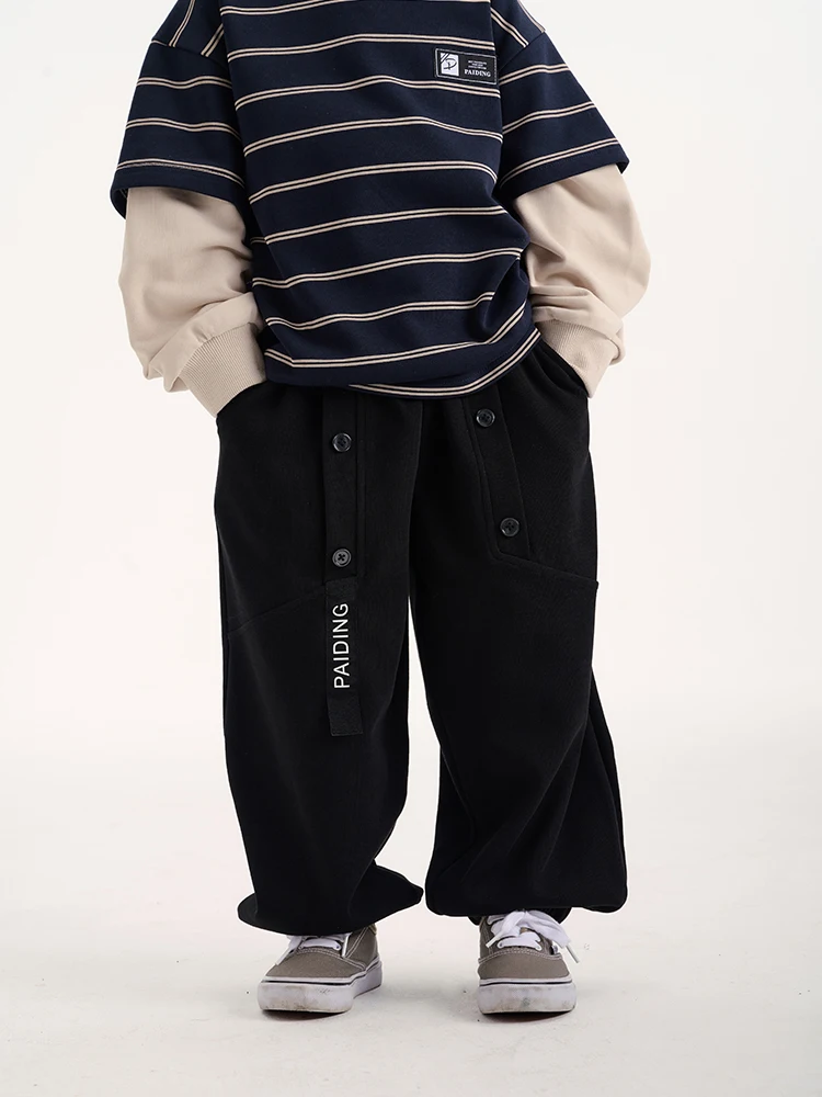 Boys' Casual Trousers with Knitted Belt Design Autumn 2026 Kids' Personalized Letter Pattern Sports Pants Korean Style